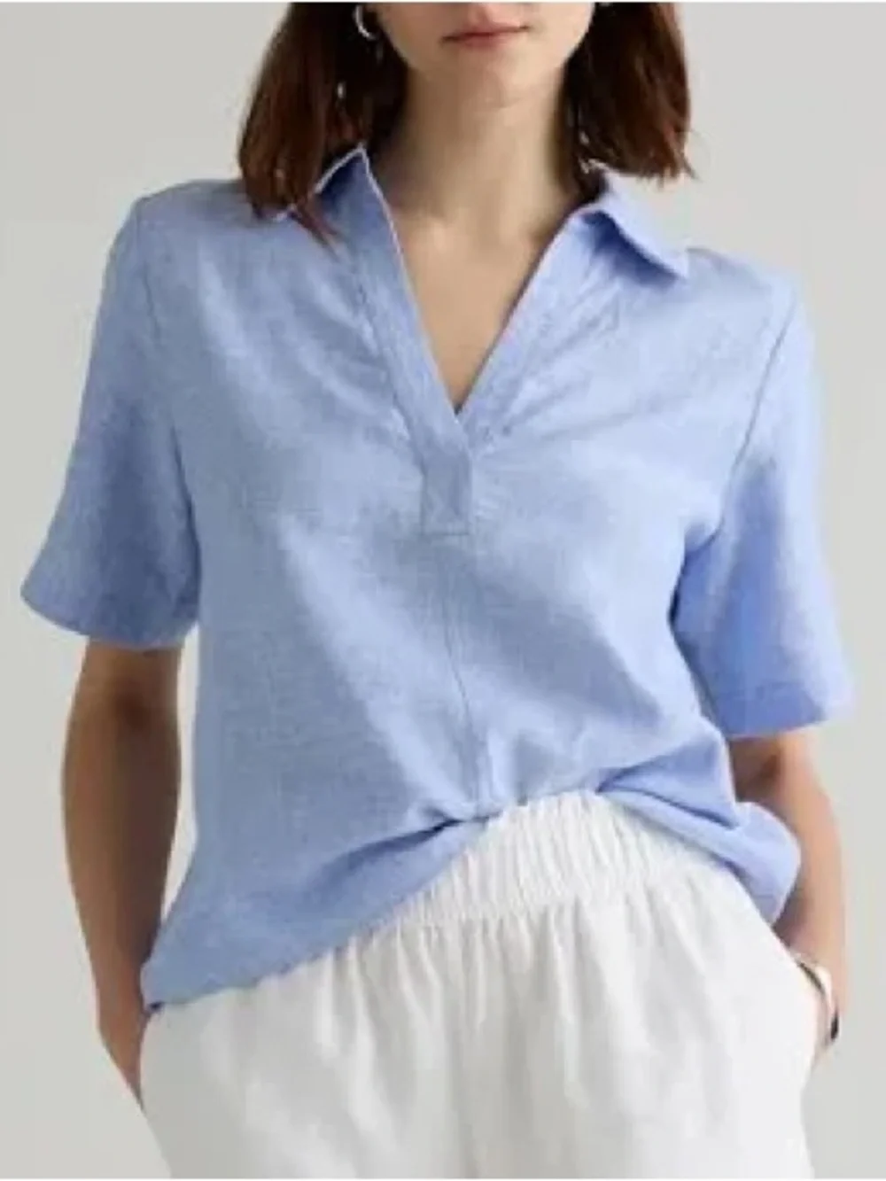 Quince 100% European Linen Short Sleeve Popover Top size M - Picture 1 of 4